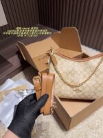 Coach Laurel Vintage Print Brown & Black Crossbody Bag With Chain Pendant - Handheld/Crossbody Commuter Bag - Image 3