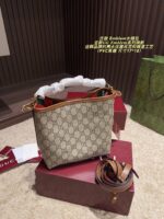 Gucci Emblem Gg-Pattern Coated Fabric Bucket Bag With Leather-Trimmed Webbing Lining - Image 3