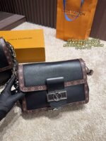 Louis Vuitton Soft Dauphine Epi Black Gold Dauphine Crossbody Bag Black With Gold Hardware Dual Interchangeable Shoulder Straps Structured Silhouette - Image 3