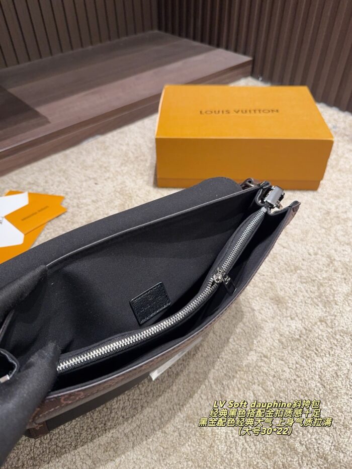 Louis Vuitton Soft Dauphine Epi Black Gold Dauphine Crossbody Bag Black With Gold Hardware Dual Interchangeable Shoulder Straps Structured Silhouette - Image 9