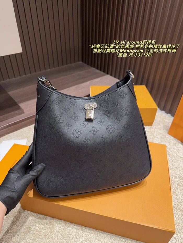 Louis Vuitton All Around Crossbody Bag Monogram Embossed Rounded Silhouette Versatile Generous Capacity Rear Zip - Image 3