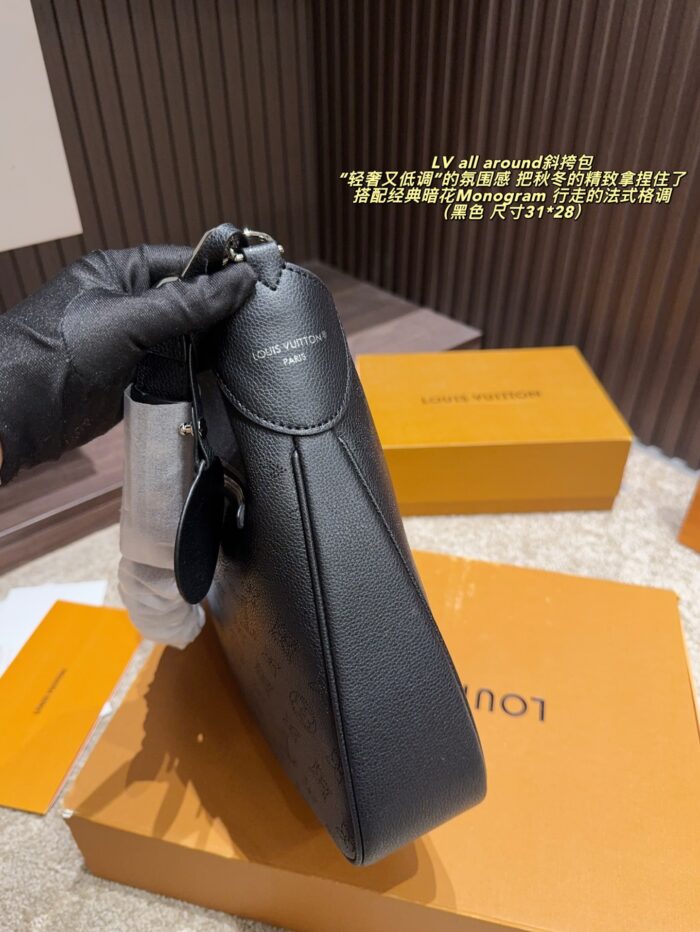 Louis Vuitton All Around Crossbody Bag Monogram Embossed Rounded Silhouette Versatile Generous Capacity Rear Zip - Image 4