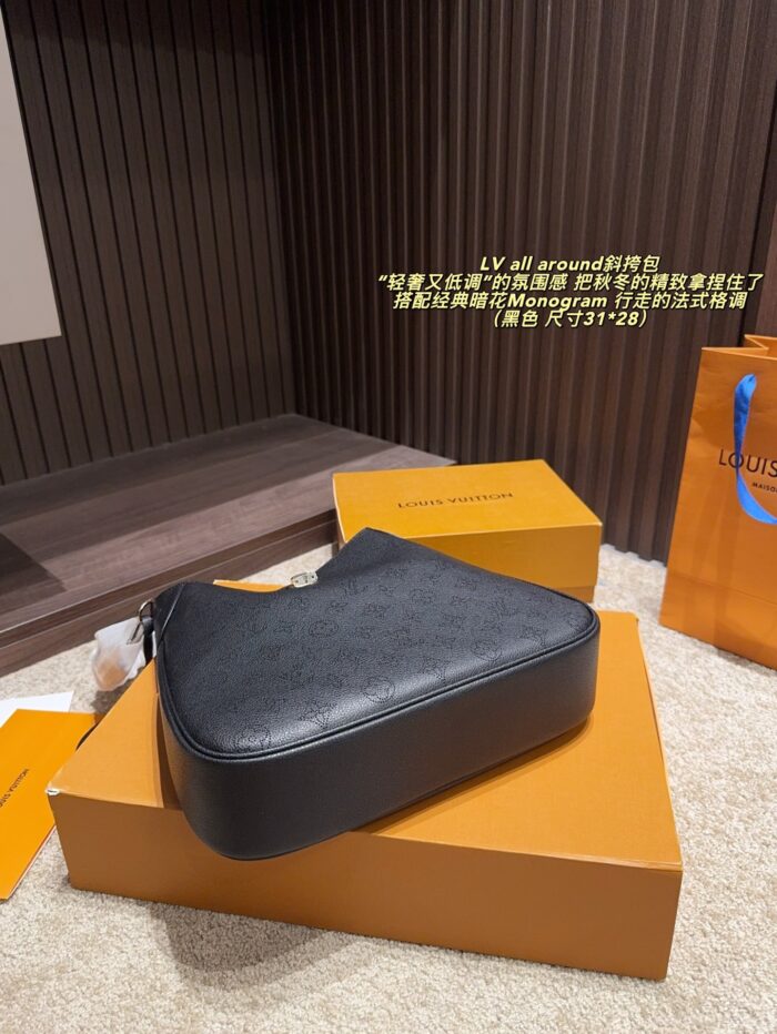 Louis Vuitton All Around Crossbody Bag Monogram Embossed Rounded Silhouette Versatile Generous Capacity Rear Zip - Image 8