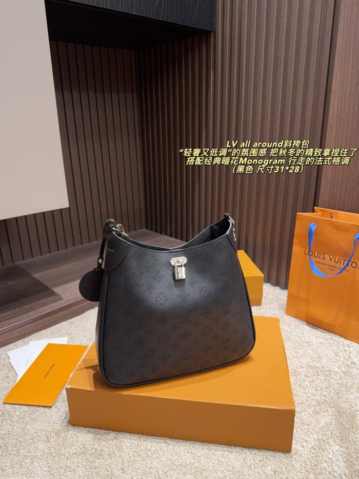 Louis Vuitton All Around Crossbody Bag Monogram Embossed Rounded Silhouette Versatile Generous Capacity Rear Zip - Image 10