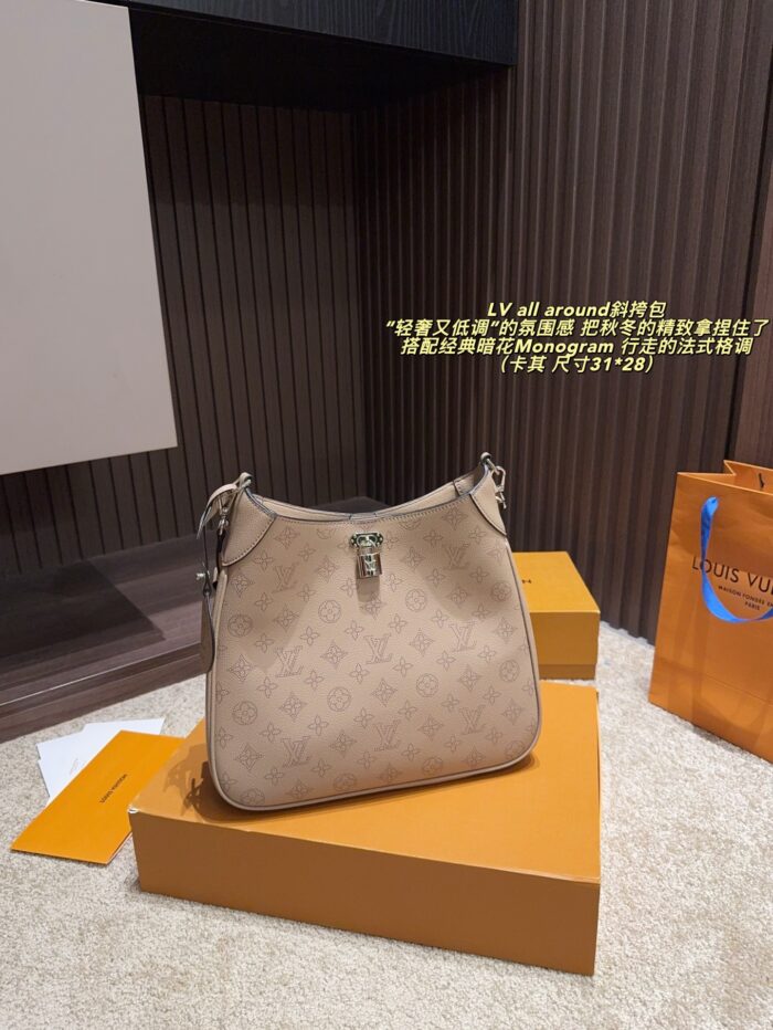 Louis Vuitton All Around Crossbody Bag Monogram Embossed Rounded Silhouette Versatile Generous Capacity Rear Zip - Image 11