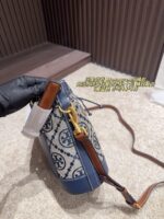 Tory Burch Monogram Distressed Denim Vintage Bucket Bag - Image 4
