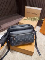 Louis Vuitton Outdoor Messenger Crossbody Bag Camera-Inspired Design Black Calf Leather With Monogram Canvas Versatile For Daily Commutes - Image 2