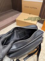 Louis Vuitton Outdoor Messenger Crossbody Bag Camera-Inspired Design Black Calf Leather With Monogram Canvas Versatile For Daily Commutes - Image 8