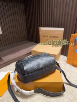 Louis Vuitton Outdoor Messenger Crossbody Bag Camera-Inspired Design Black Calf Leather With Monogram Canvas Versatile For Daily Commutes - Image 9