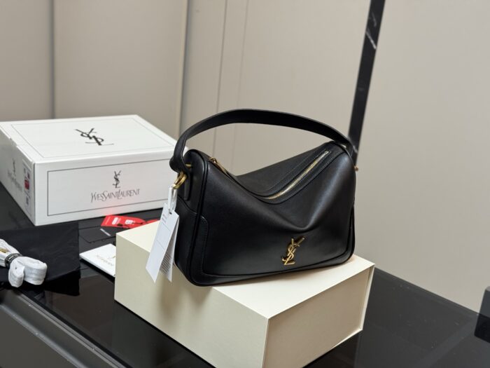 Yves Saint Laurent Camera Supple Bag Lunchbox Bag Minimalist Vintage Gold-Plated Zipper Multi-Wear Bag - Image 1