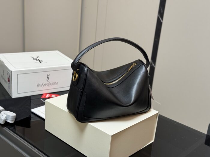 Yves Saint Laurent Camera Supple Bag Lunchbox Bag Minimalist Vintage Gold-Plated Zipper Multi-Wear Bag - Image 7