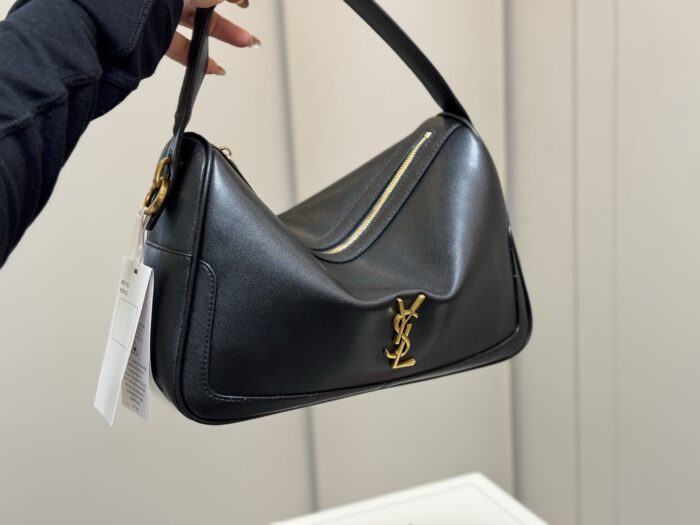 Yves Saint Laurent Camera Supple Bag Lunchbox Bag Minimalist Vintage Gold-Plated Zipper Multi-Wear Bag - Image 9