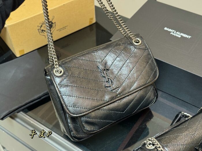 Yves Saint Laurent Niki Haute Couture Edition Soft-To-The-Touch Imported Cowhide Leather Grain Bag - Image 6