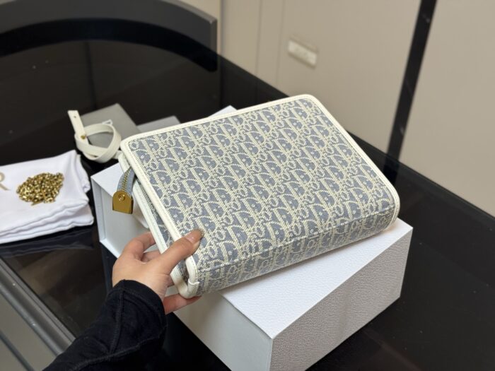 Dior Clutch Bag Classic Monogram Cd Clasp Chain Shoulder Strap Casual Elegance - Image 7