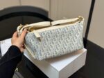 Dior Underarm Lunchbox Bag Light Blue & Beige Patchwork Versatile Elegance Clear Hardware, Clean Lining - Image 2