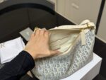 Dior Underarm Lunchbox Bag Light Blue & Beige Patchwork Versatile Elegance Clear Hardware, Clean Lining - Image 4