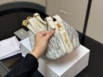 Dior Underarm Lunchbox Bag Light Blue & Beige Patchwork Versatile Elegance Clear Hardware, Clean Lining - Image 6