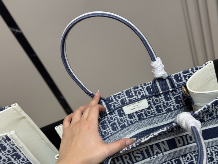 Dior Book Tote Original Jacquard Fabric Shopping Bag - Large Capacity With Gift Box - Image 4