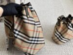 Burberry Women'S Check Bucket Bag Genuine Leather And Canvas Ultra-Lightweight And Practical Exquisite Craftsmanship - Image 5