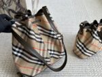 Burberry Women'S Check Bucket Bag Genuine Leather And Canvas Ultra-Lightweight And Practical Exquisite Craftsmanship - Image 6
