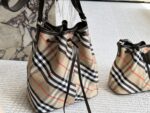 Burberry Women'S Check Bucket Bag Genuine Leather And Canvas Ultra-Lightweight And Practical Exquisite Craftsmanship - Image 7