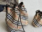 Burberry Women'S Check Bucket Bag Genuine Leather And Canvas Ultra-Lightweight And Practical Exquisite Craftsmanship - Image 11