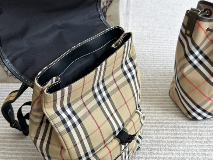Burberry Check Backpack Trench-Inspired Fabric Lightweight And Spacious - Image 8