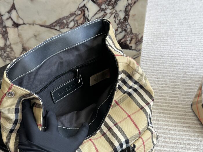 Burberry Check Backpack Trench-Inspired Fabric Lightweight And Spacious - Image 9