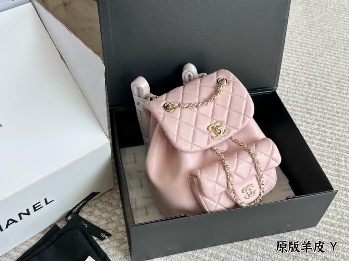 Chanel Duma Series Lambskin Light Gold Metal Backpack (Convertible To Shoulder Bag Or Handbag) - Image 1