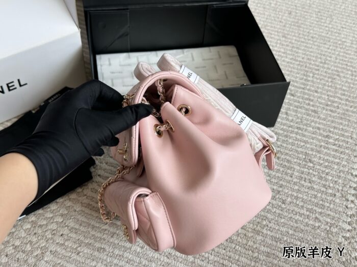 Chanel Duma Series Lambskin Light Gold Metal Backpack (Convertible To Shoulder Bag Or Handbag) - Image 3