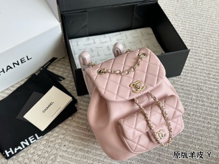 Chanel Duma Series Lambskin Light Gold Metal Backpack (Convertible To Shoulder Bag Or Handbag) - Image 6