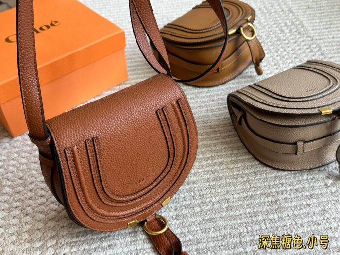 Chloé Marcie Classic Saddle Silhouette Full-Grain Soft Leather Practical Lightweight Bag - Image 7