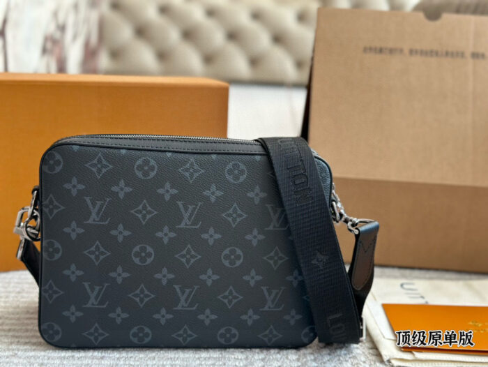Louis Vuitton Men'S Trio Messenger Bag - Black Monogram Reverse-Colour Patchwork, Detachable Modular Design, Generous Capacity, Structured Silhouette, Leather Triangular Patchwork - Image 5