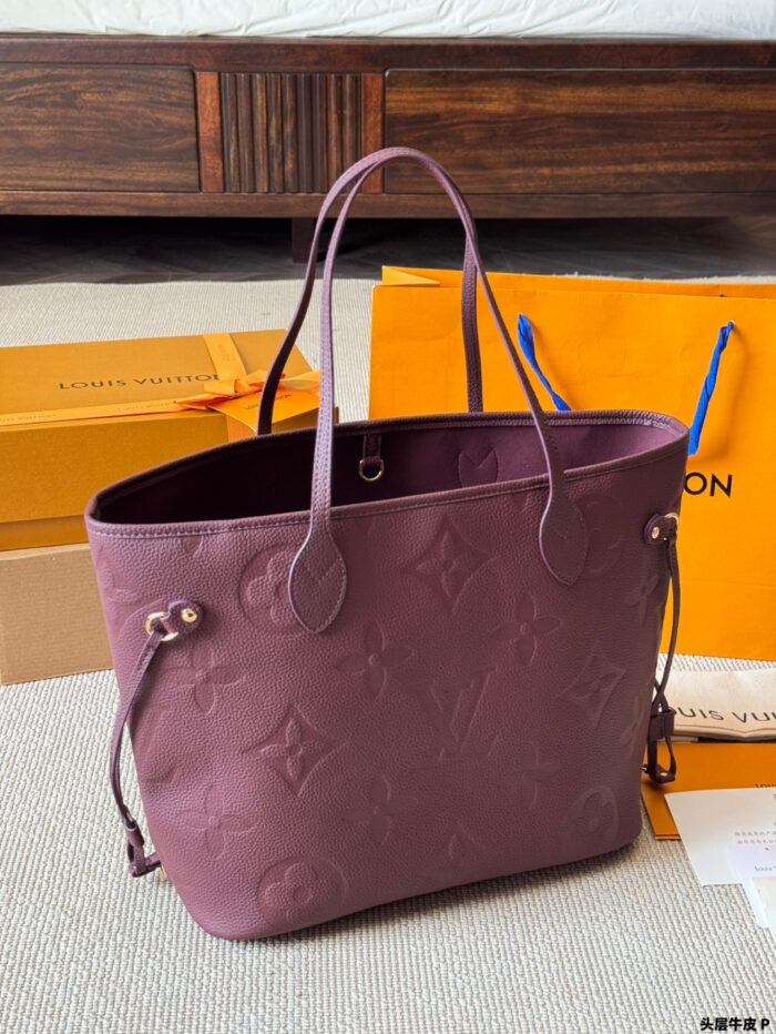Louis Vuitton Neverfull Medium Full Grain Leather Classic Tote Bag - Image 4