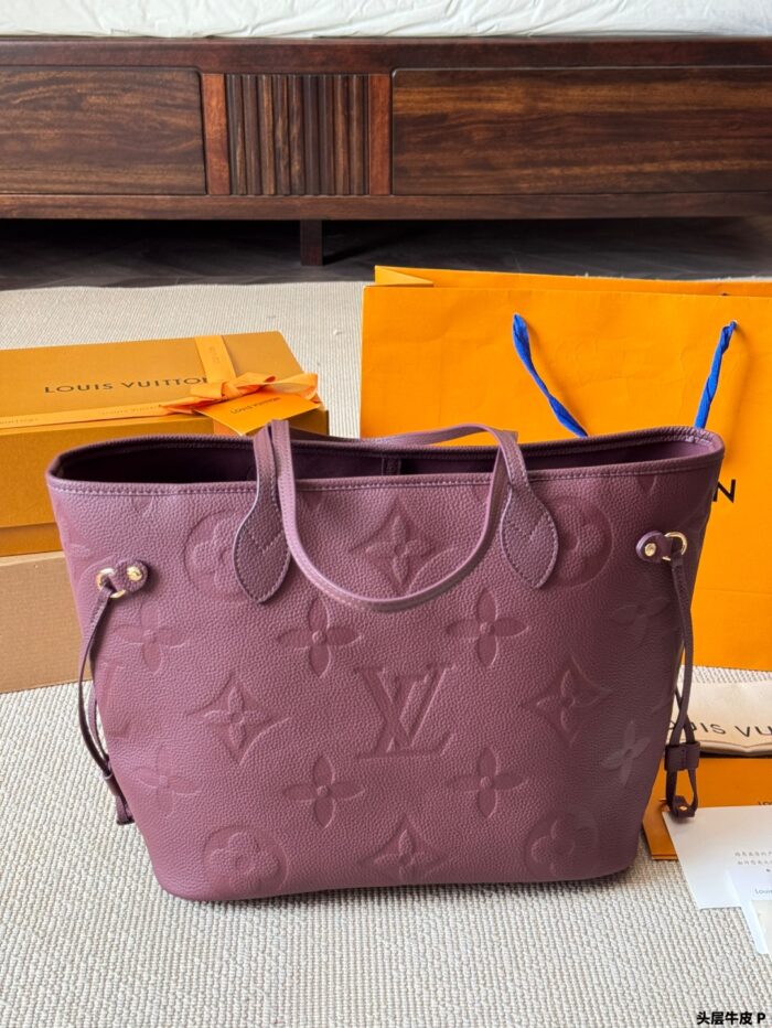 Louis Vuitton Neverfull Medium Full Grain Leather Classic Tote Bag - Image 7
