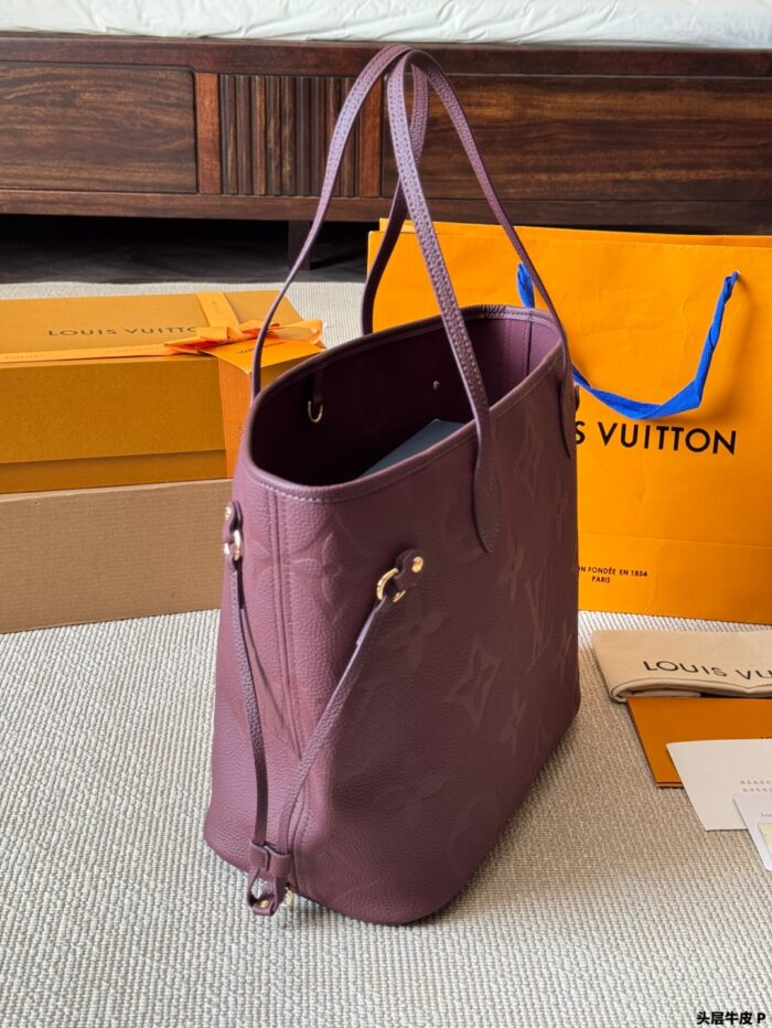 Louis Vuitton Neverfull Medium Full Grain Leather Classic Tote Bag - Image 8