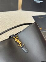 Yves Saint Laurent New Bucket Bag Glossy Calfskin Leather Multiple Carrying Options Metal Feet Classic Silhouette - Image 5