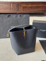 Yves Saint Laurent New Bucket Bag Glossy Calfskin Leather Multiple Carrying Options Metal Feet Classic Silhouette - Image 6
