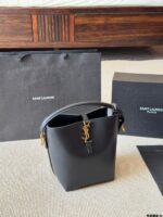 Yves Saint Laurent New Bucket Bag Glossy Calfskin Leather Multiple Carrying Options Metal Feet Classic Silhouette - Image 7
