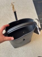 Yves Saint Laurent New Bucket Bag Glossy Calfskin Leather Multiple Carrying Options Metal Feet Classic Silhouette - Image 9