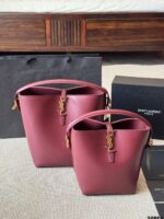 Yves Saint Laurent New Bucket Bag Glossy Calfskin Leather Multiple Carrying Options Metal Feet Classic Silhouette - Image 10