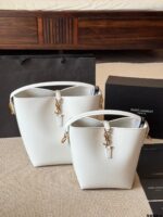 Yves Saint Laurent New Bucket Bag Glossy Calfskin Leather Multiple Carrying Options Metal Feet Classic Silhouette - Image 12