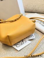 Loewe Flamenco Purse Cloud-Shaped Pouch Bag Napa Calf Leather Crumpled Rope Knot Detachable Shoulder Strap Chain - Image 7