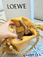 Loewe Flamenco Purse Cloud-Shaped Pouch Bag Napa Calf Leather Crumpled Rope Knot Detachable Shoulder Strap Chain - Image 8