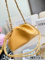 Loewe Flamenco Purse Cloud-Shaped Pouch Bag Napa Calf Leather Crumpled Rope Knot Detachable Shoulder Strap Chain - Image 9