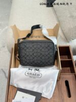 Coach Charter Men'S Classic Camera Bag Crafted Leather And Signature Canvas Dual Zipped Compartments Adjustable Shoulder Strap - Image 2