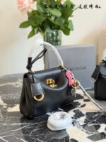 Balenciaga Rodeo Mini Leather Bag With Detachable Charm, Lock Clasp Design, Handheld Or Crossbody - Image 3