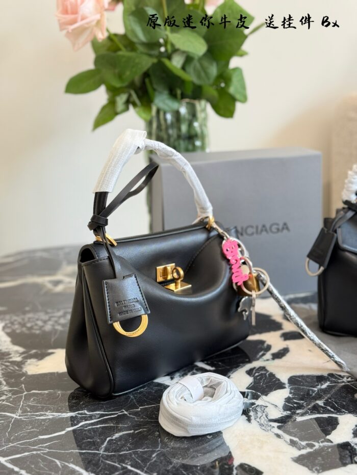 Balenciaga Rodeo Mini Leather Bag With Detachable Charm, Lock Clasp Design, Handheld Or Crossbody - Image 3