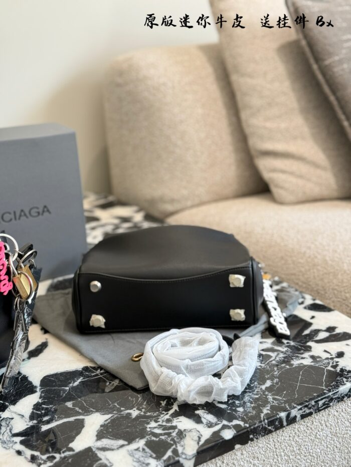 Balenciaga Rodeo Mini Leather Bag With Detachable Charm, Lock Clasp Design, Handheld Or Crossbody - Image 6