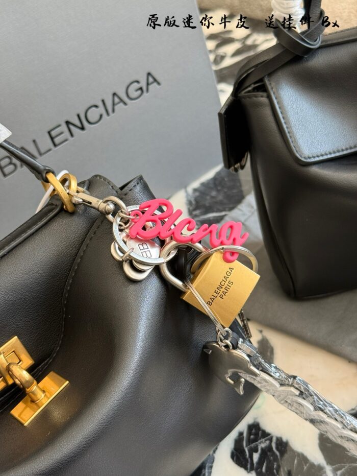 Balenciaga Rodeo Mini Leather Bag With Detachable Charm, Lock Clasp Design, Handheld Or Crossbody - Image 7